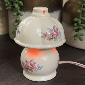 Vintage Athena White and Pink Decor Mini Lamp with Floral Accents